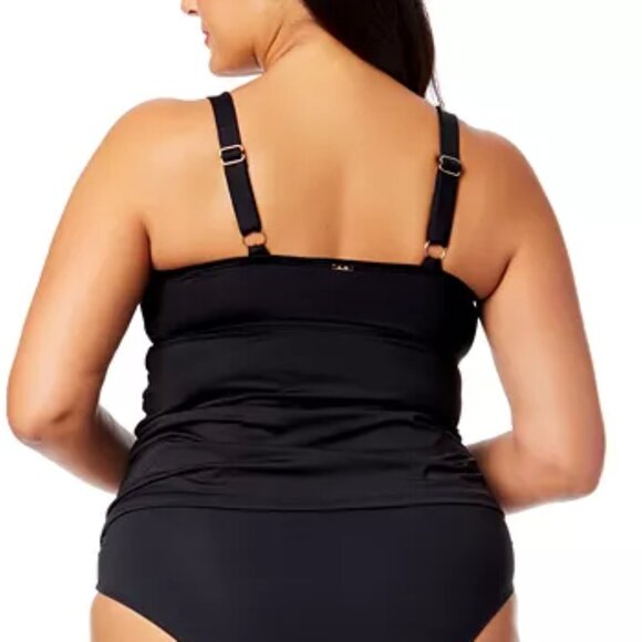 Anne Cole Plus Size Shirred Tankini Top Black NWT Sz 24W - Picture 3 of 10